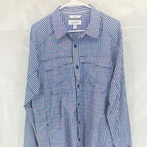 Coolibar Blue and White Checkered Button Down Shirt